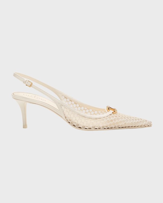 VLogo Moon Net Slingback Pumps